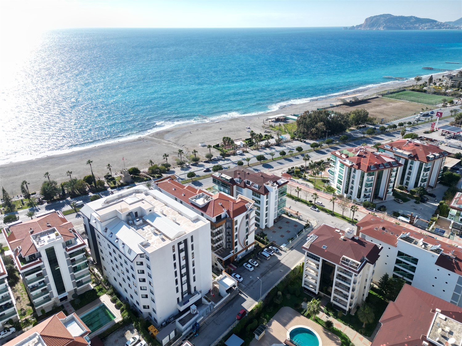 Namešten stan 2+1 sa pogledom na more i bazen u oblasti Kestel