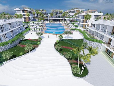 Novi apartmani i dvojne vie u oblasti Esentepe, 100 m od mora